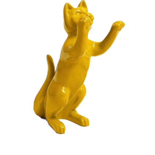 Statue de Chat en Résine - 55cm - Couleur Jaune