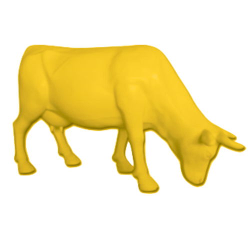 Statue Vache Tête Basse Animaux Resine - 225cm - Jaune