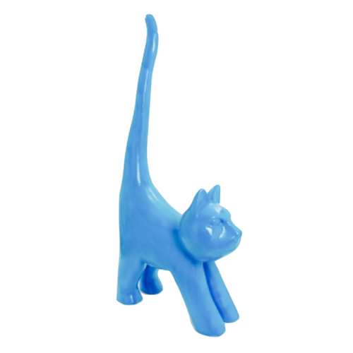 Statue de Chat en Résine - 205 cm - Couleur Bleu Ciel