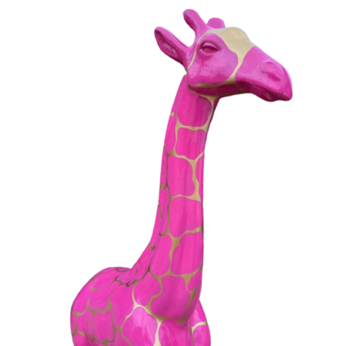 Statue Girafe Animaux Resine - 210cm - Ecaille Rose