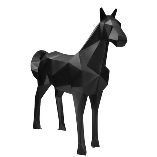 Statue Cheval Origami Animaux Resine - 210cm - Noir