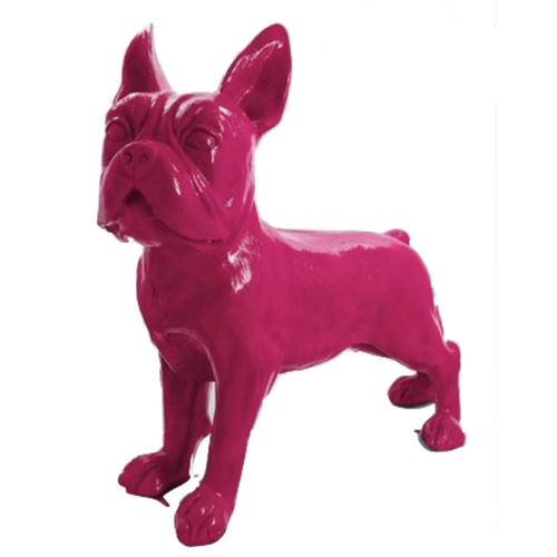 Statue Chien Bouledogue Francais Animaux Resine - 180cm - Rose Fushia