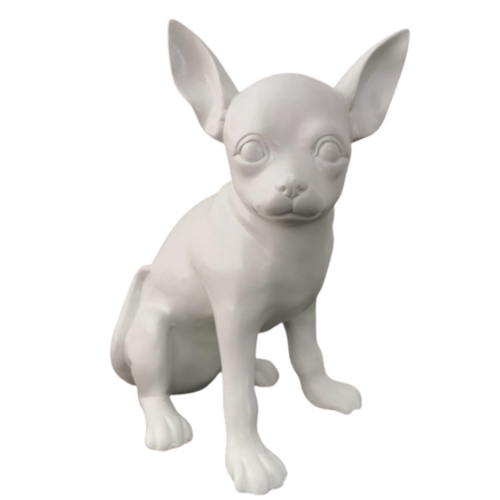 Statue Chien Chihuahua Animaux Resine - 40cm - Blanc