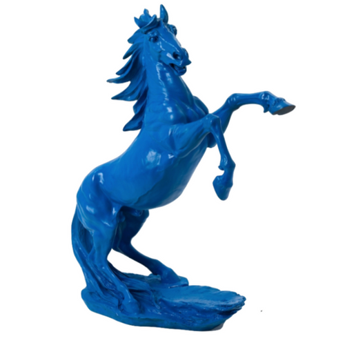 Statue Majestueuse de Cheval en Résine - 90cm - Couleur Bleu