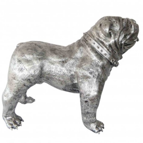 Statue Chien Bouledogue Anglais Animaux Resine - 160cm - Argenté