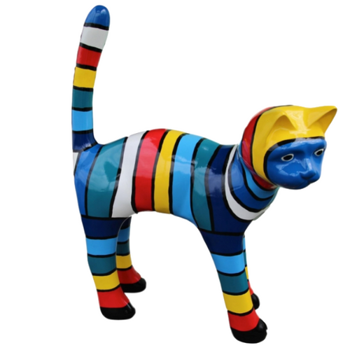 Statue de Chat en Résine - 105cm - Collection Schtroumpf