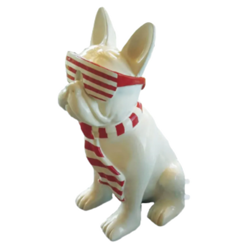 Statue Chien Bouledogue Francais Animaux Resine - 35cm - Marin Rouge