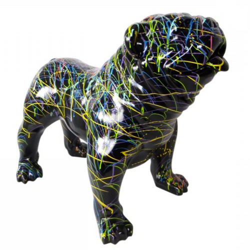 Statue Chien Bouledogue Anglais Animaux Resine - 160cm - Graffiti Noir