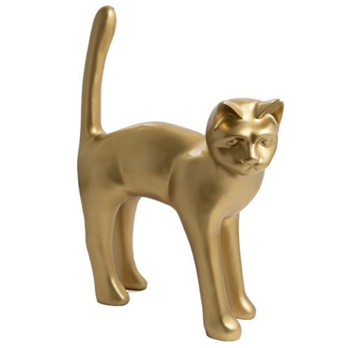 Statue Majestueuse de Chat en Résine - 105cm - Dorée