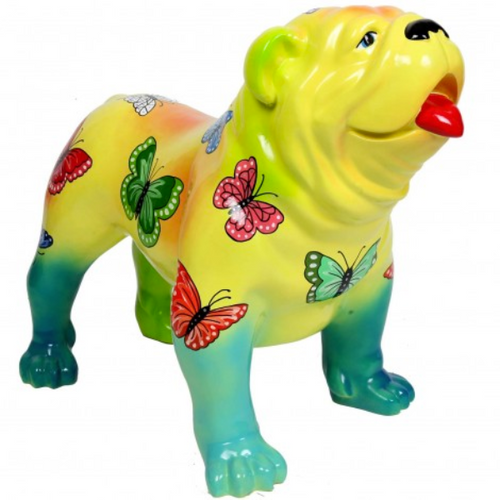 Statue Chien Bouledogue Anglais Animaux Resine - 160cm - Papillons