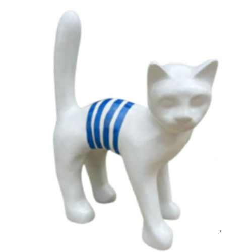 Statue Chat Animaux Resine - 45cm - Marin Bleu