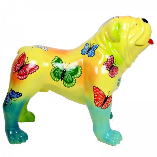 Statue Chien Bouledogue Anglais Animaux Resine - 160cm - Papillons