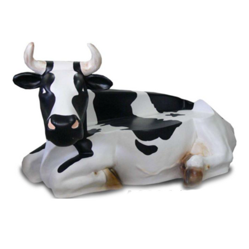 Statue Vache Banc Animaux Resine - 225cm - Naturel