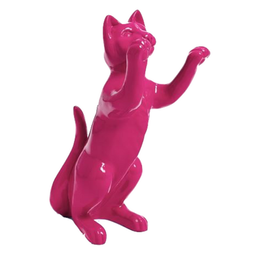 Statue de Chat en Résine - 55cm - Fuchsia Éclatant