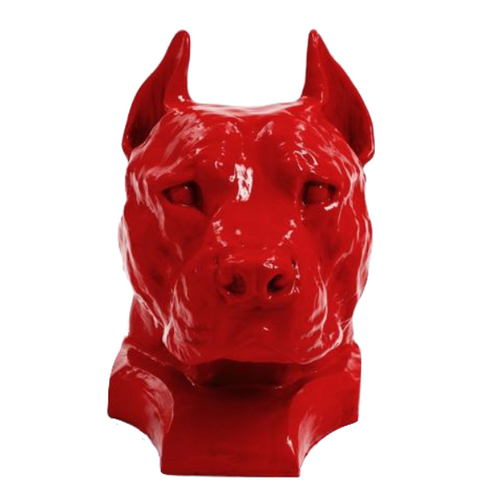 Statue Animalière Chien Staff Bull en Résine - 35cm - Rouge