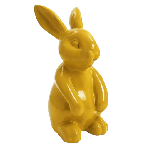 Statue de Lapin en Résine - 60 cm - Couleur Jaune Éclatante