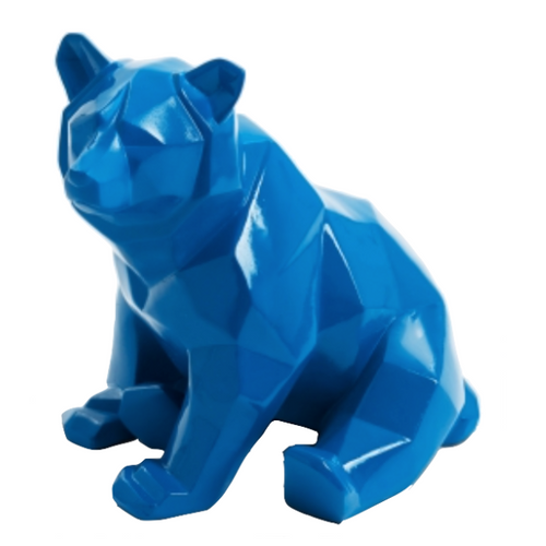 Statue d'Ours en Résine - 30 cm - Couleur Bleu - Art Animalier