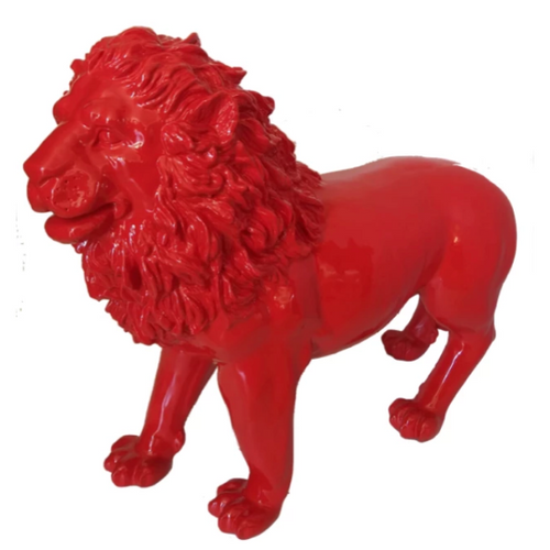 Statue Lion Animaux Resine - 100cm - Rouge