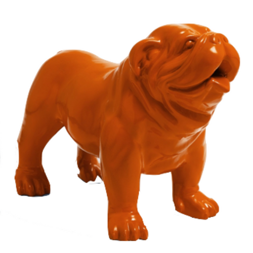 Statue Chien Bouledogue Anglais Animaux Resine - 30cm - Orange