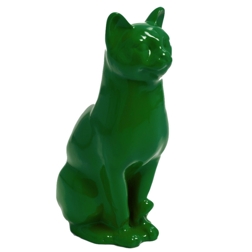 Statue Chat Animaux Resine - 40cm - Vert