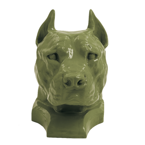 Statue Résine Chien Staff Bull - 35 cm - Finition Kaki Exotique