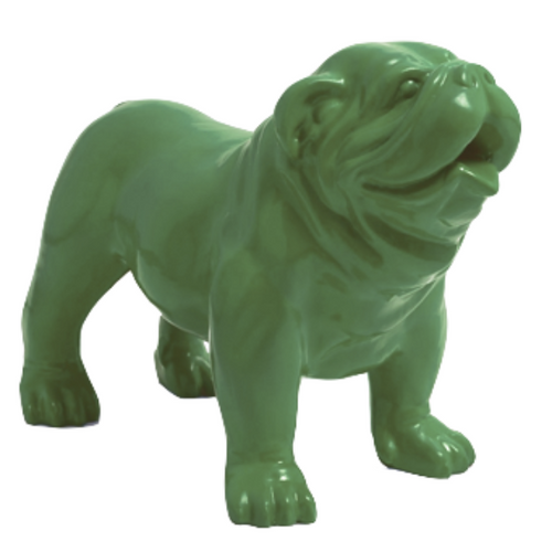 Statue Résine Chien Bouledogue Anglais - 30cm - Couleur Kaki