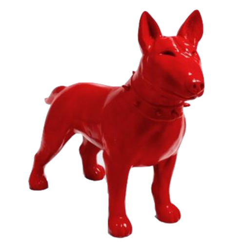 Statue Chien Bull Terrier Animaux Resine - 110cm - Rouge