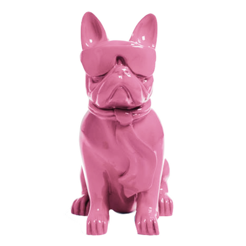 Statue Résine Bouledogue Français - 80cm - Couleur Rose Pâle