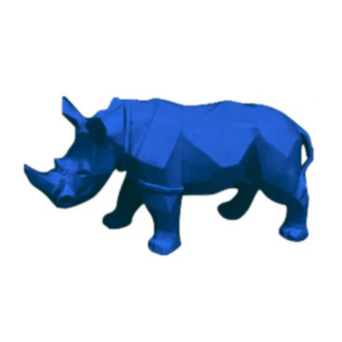 Statue Rhinoceros Animaux Resine - 35cm - Bleu Nuit