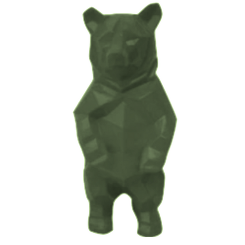 Statue d'Ours en Résine Origami - 40 cm - Couleur Kaki