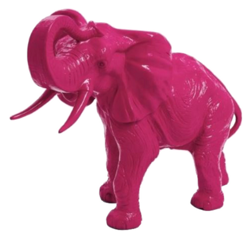 Statue Élégante d'Éléphant en Résine - 90cm - Fuchsia Vibrant