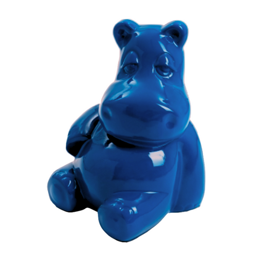 Statue Hippopotame Animaux Resine - 50cm - Bleu Nuit