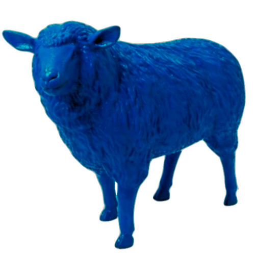 Statue de Mouton en Résine - 110 cm - Couleur Bleu Nuit