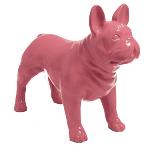 Statue Résine Chien Bouledogue Français - 90cm - Coloris Rose Pâle