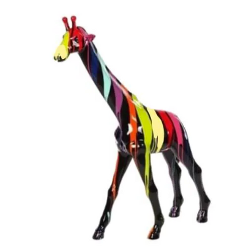 Statue Girafe Animaux Resine - 150cm - Multi Coulure Noir