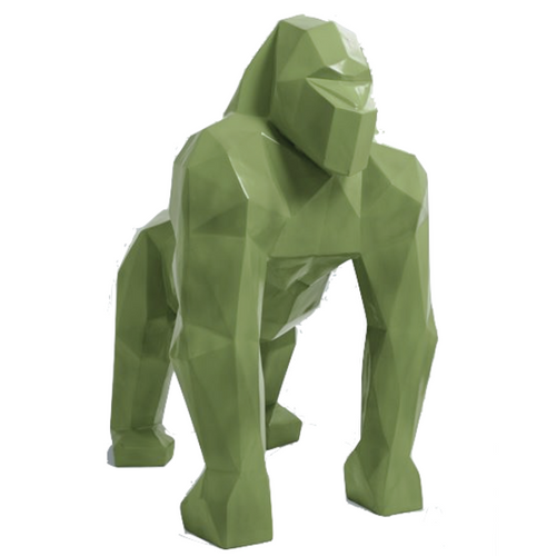 Statue Gorille Origami Animaux Resine - 40cm - Vert Kaki