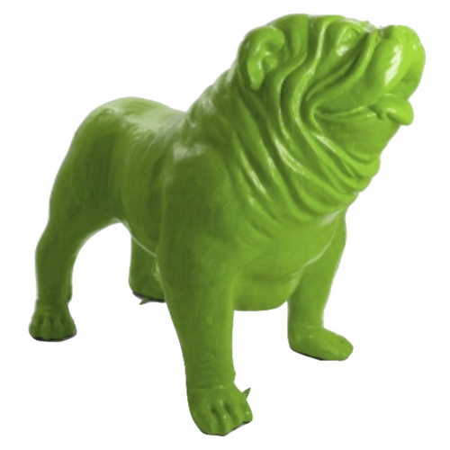 Statue Chien Bouledogue Anglais Animaux Resine - 160cm - Vert Pomme