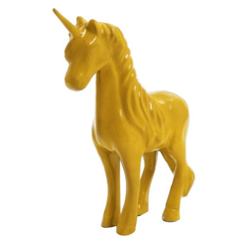 Statue Majestueuse de Licorne en Résine - 50cm - Couleur Jaune