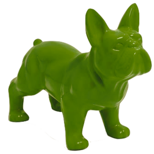 Statue Résine de Bouledogue Français - 45cm - Couleur Vert Pomme