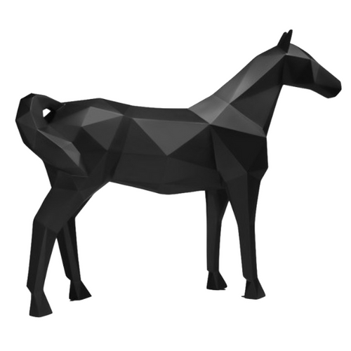 Statue Cheval Origami Animaux Resine - 210cm - Noir