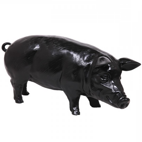 Statue En Résine de Cochon - 100cm - Couleur Noire