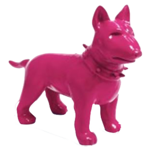 Statue Résine Chien Bull Terrier - 60cm - Couleur Rose Fuchsia