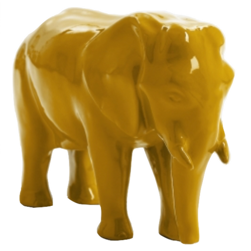 Statue Élégante d'Éléphant en Résine - 30cm - Couleur Jaune