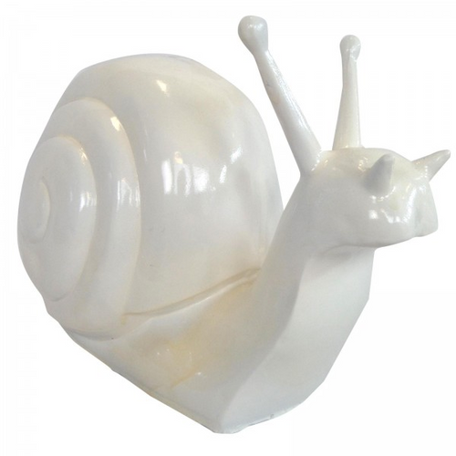 Statue Décorative Escargot en Résine - 50cm - Couleur Blanche