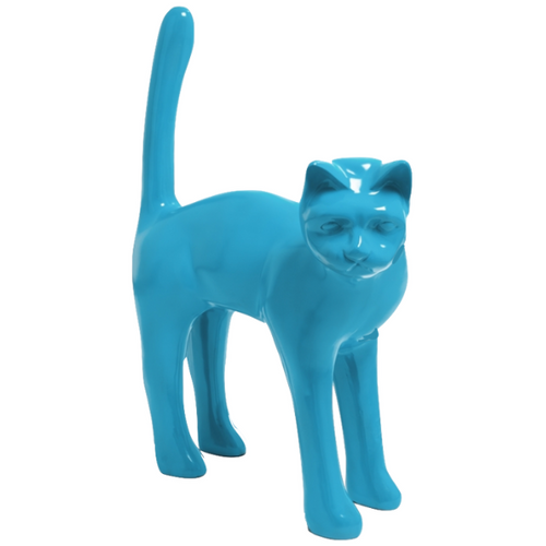 Statue de Chat Exotique en Résine - 105cm - Couleur Ciel