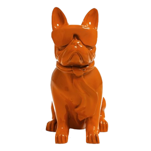 Statue Chien Bouledogue Francais Animaux Resine - 35cm - Orange