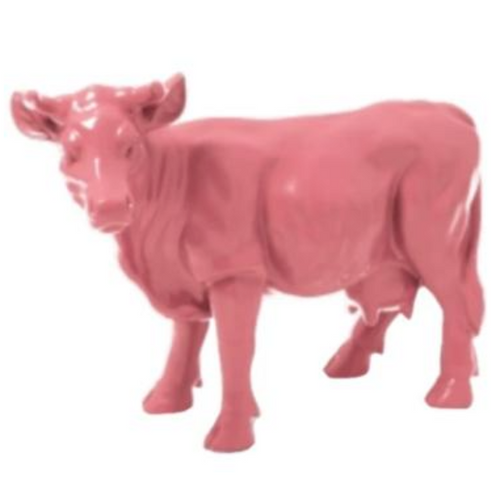 Statue Vache Animaux Resine - 50cm - Rose Clair