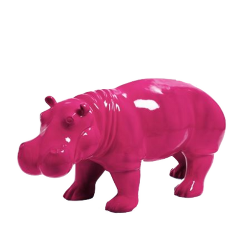 Statue d'Hippopotame en Résine - 95 cm - Fuchsia Éblouissant