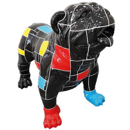 Statue Chien Bouledogue Anglais Animaux Resine - 160cm - Mondrian Noir