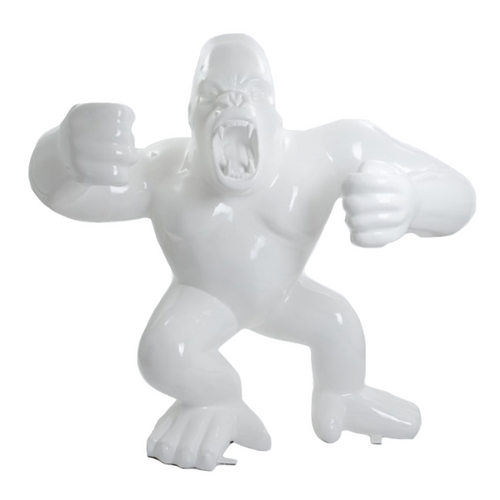 Statut Gorille Agressif Animaux Resine - 190cm - Blanc